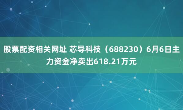 股票配资相关网址 芯导科技（688230）6月6日主力资金净卖出618.21万元
